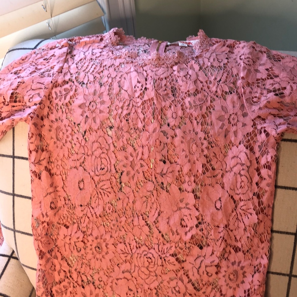 Peach lace long-sleeve top